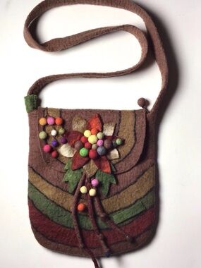 Colorful Felt Flower Crossbody Bag
